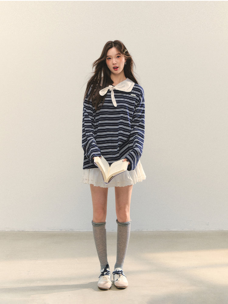 Bow Tie Stripe Long-Sleeve T-Shirt