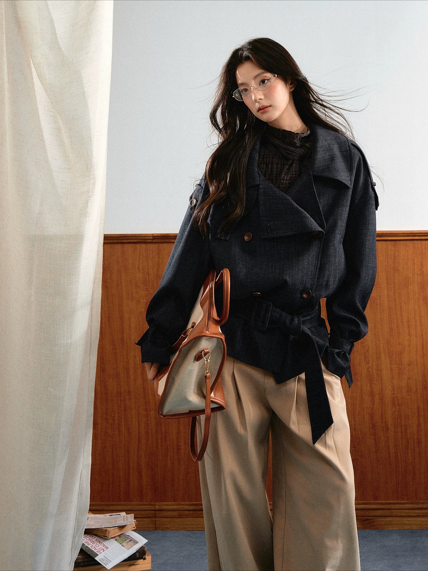 Belted Denim Trench Jacket