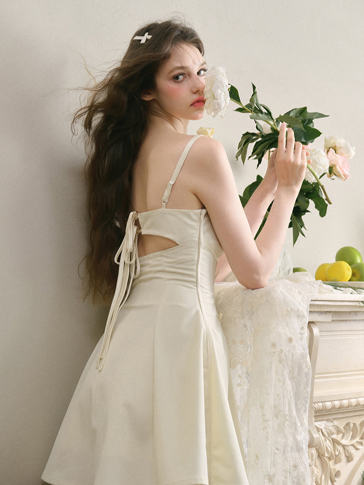 Black & White Floral Strapless Cami Dress