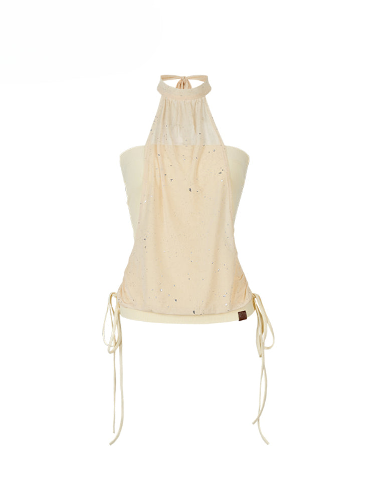 Strapless Halter Shimmery Mesh - Spliced Vest