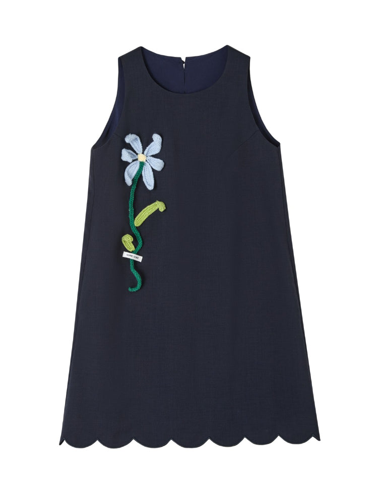 Hand-Crocheted Flower Sleeveless Vest Dress