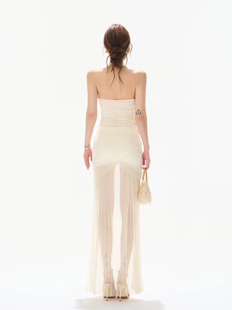 Draped Halter Midi Dress