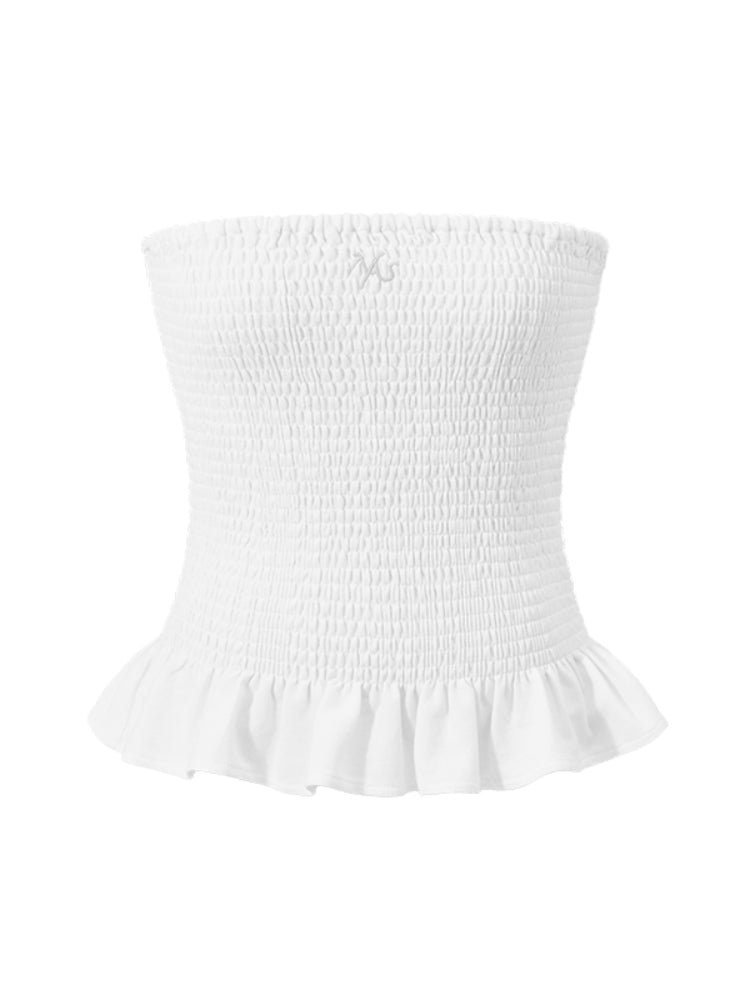 Ruffled Textured Strapless Vest