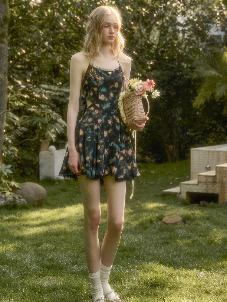 French Lace Bow Little Black Dress