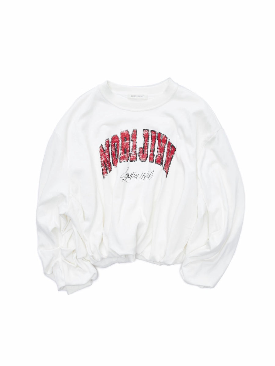 Retro Letter Print Balloon Sweatshirt