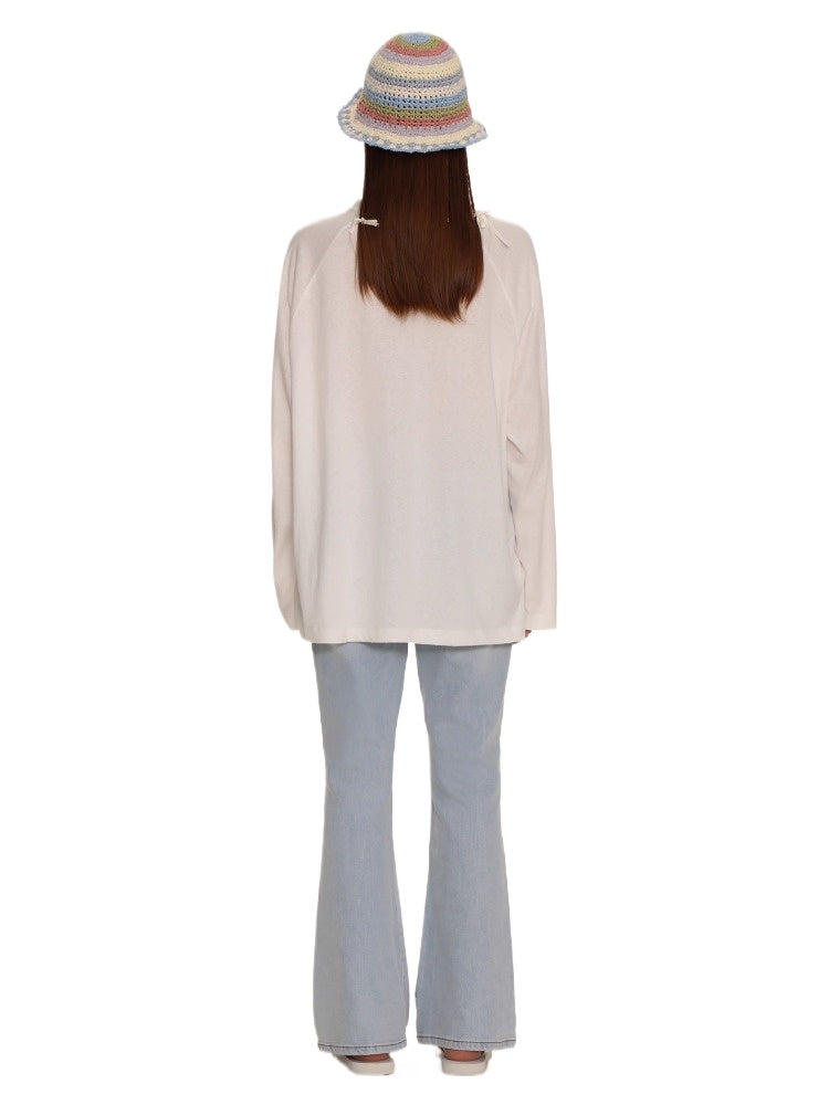 Raglan Sleeve Letter Print Long Sleeve