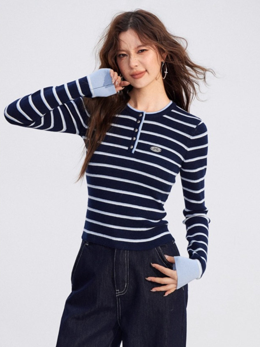 Striped Wool Knit Top