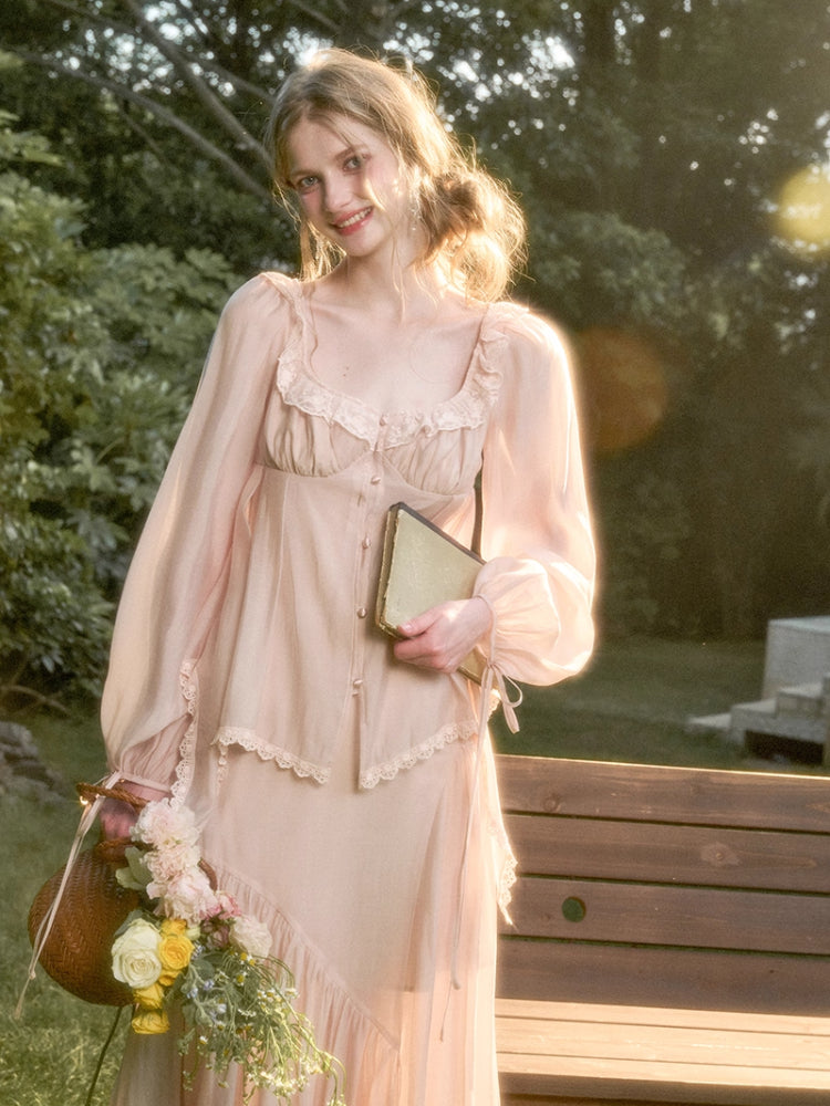 Tencel Elegant Retro Shirt & Skirt Set