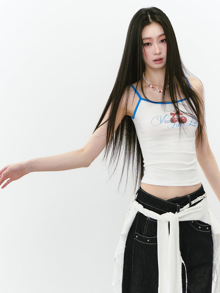 Colorblock Letter Print Cami Top