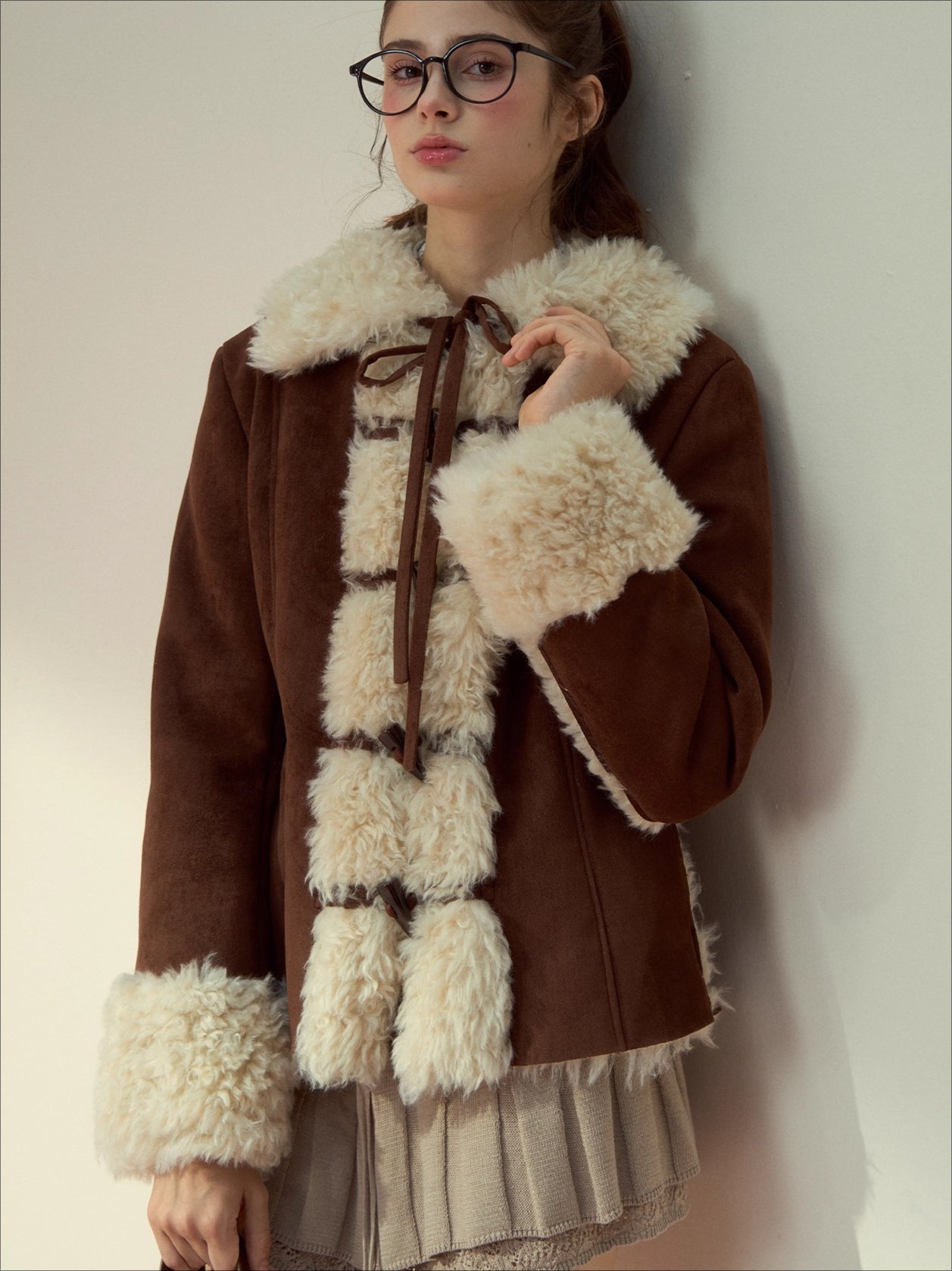 Suede Fleece Toggle Coat