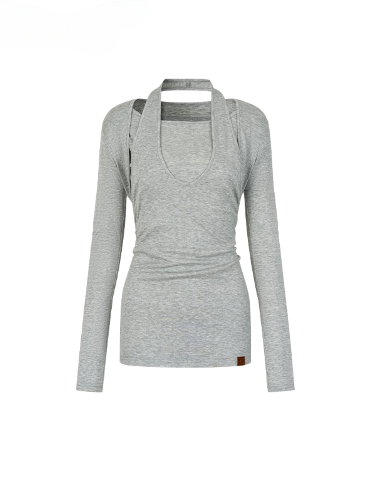 Layered Short Sleeve Pullover Top