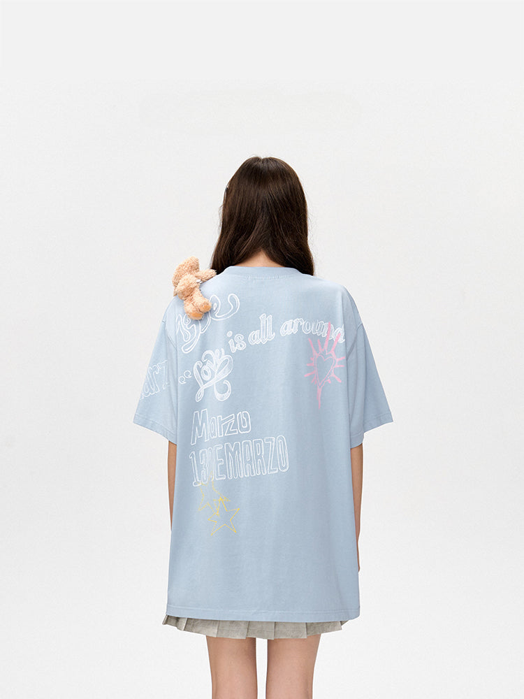 Graffiti Short Sleeve Loose Cotton T-shirt