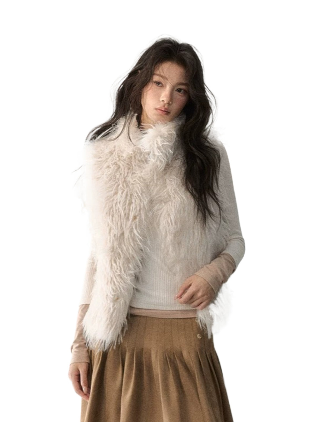 Reversible Plaid Faux Fur Vest