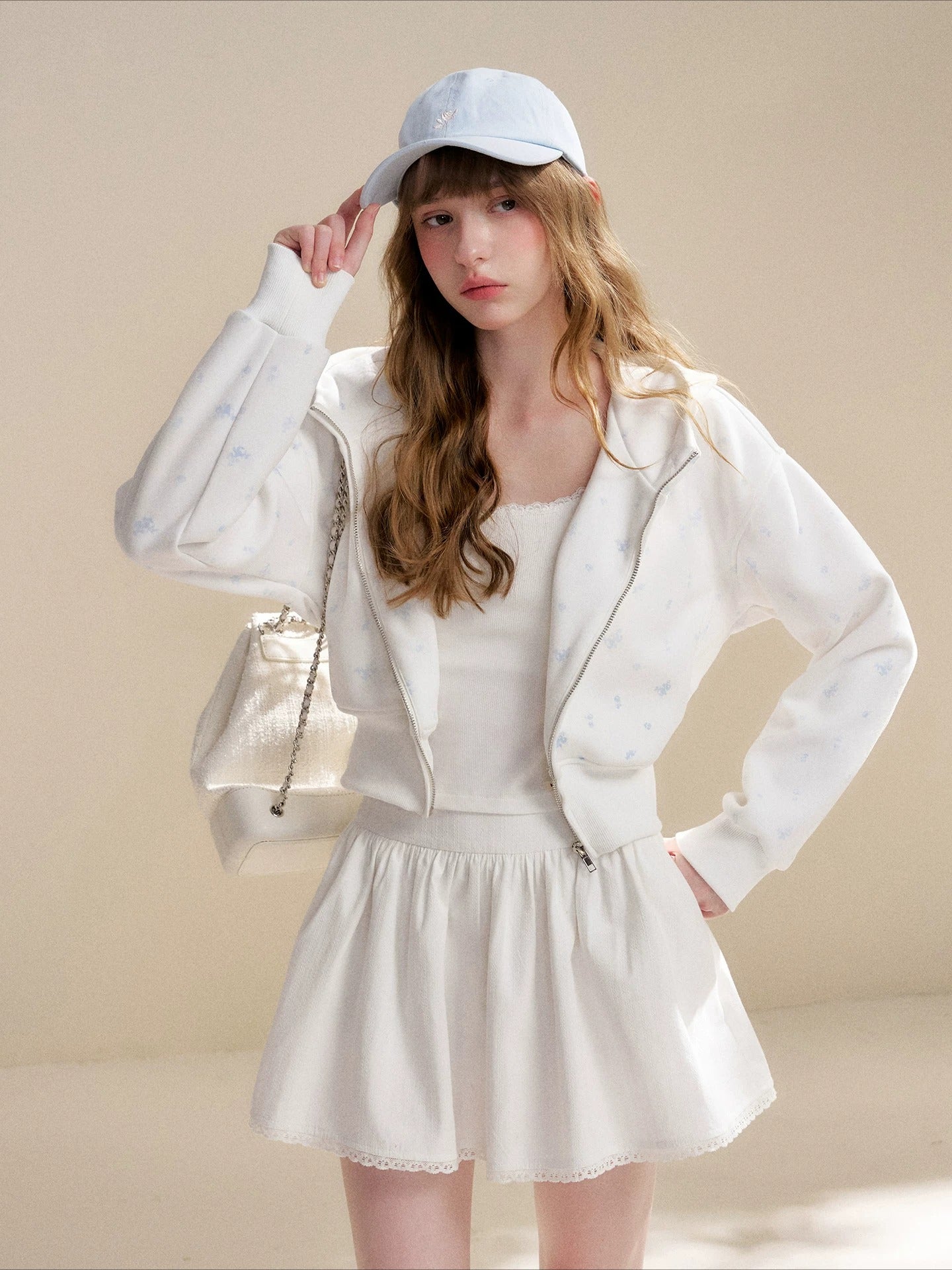White Rose Printed Hoodie & Pants Set