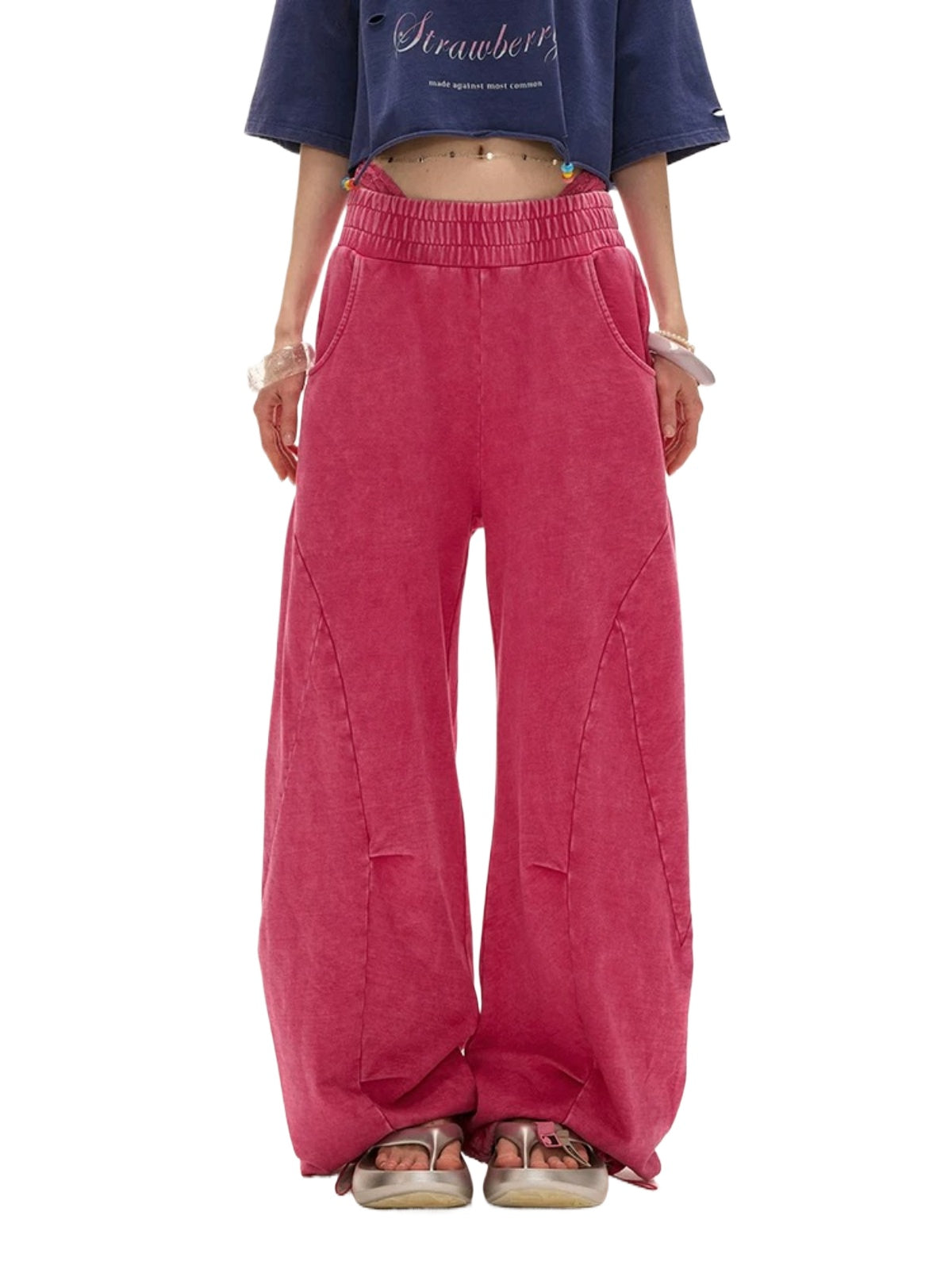 Washed Wide-Leg Casual Sweatpants