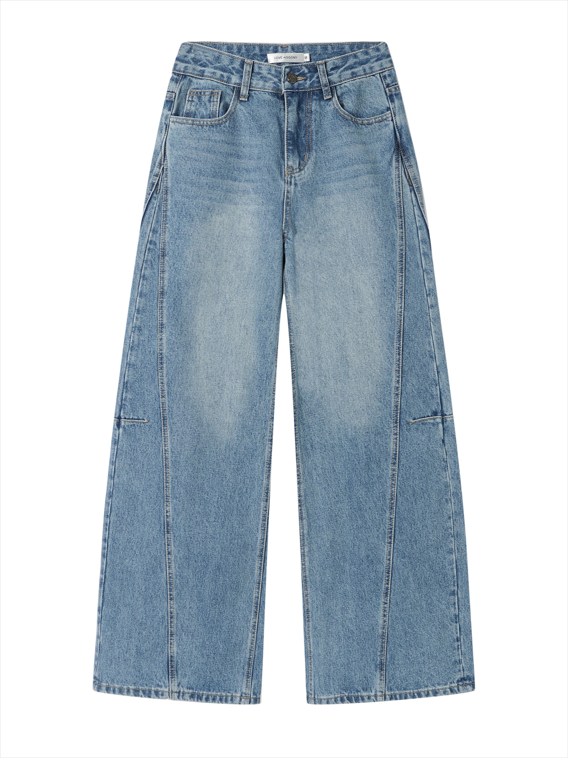 Panel Stitch Lace Patch High Waist Jeans