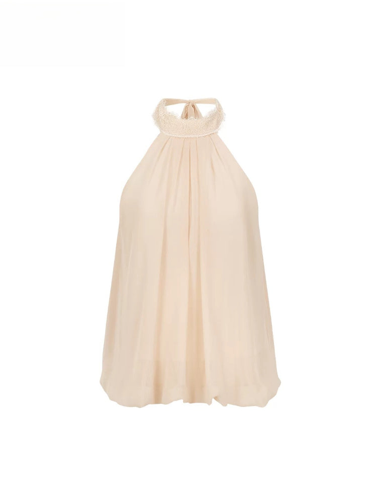 Pleated Halter Chiffon Top