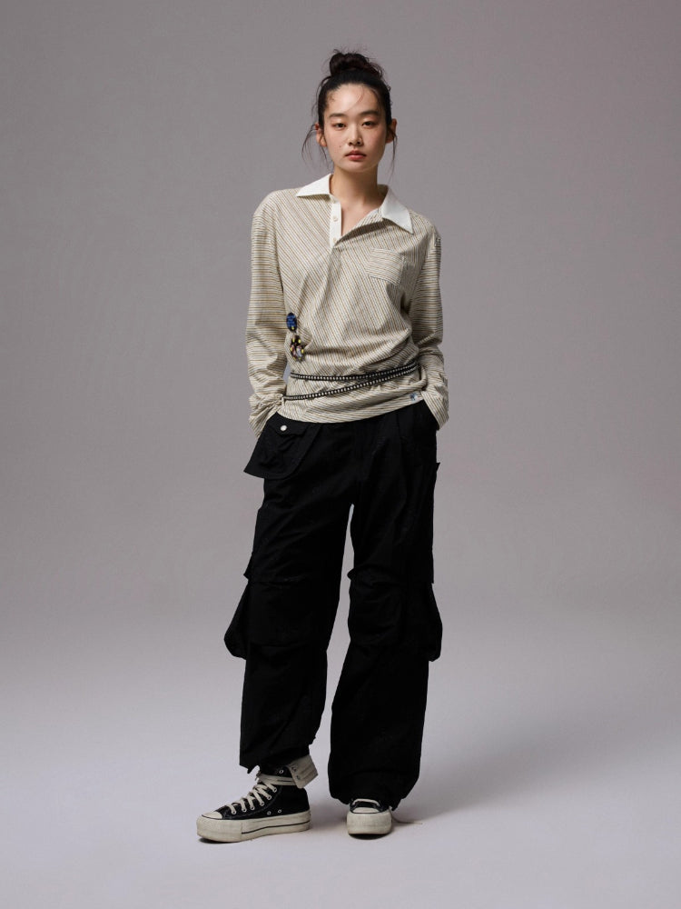 Jacquard Embroidered Multi-pocket Cargo Pants