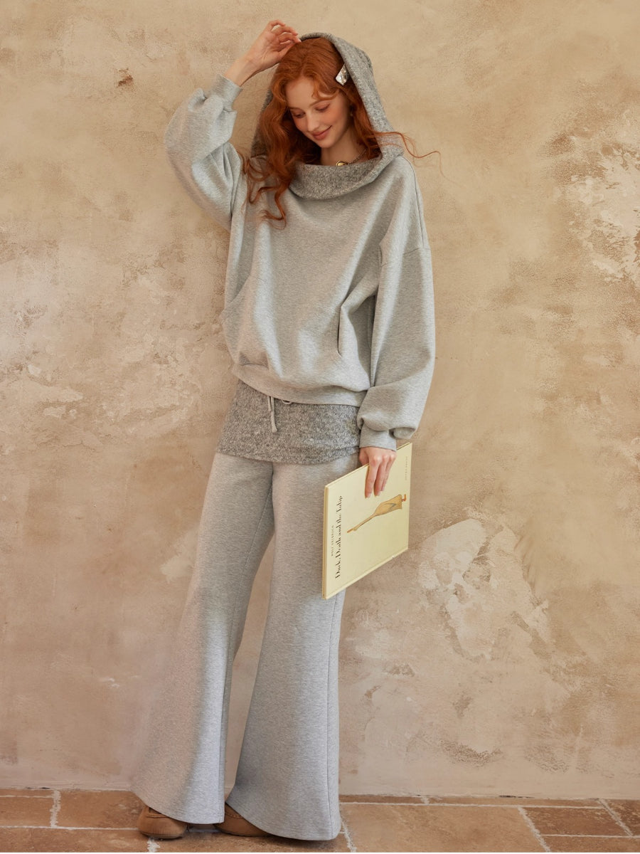 Off-Shoulder Sweatshirt Flared Pants Set