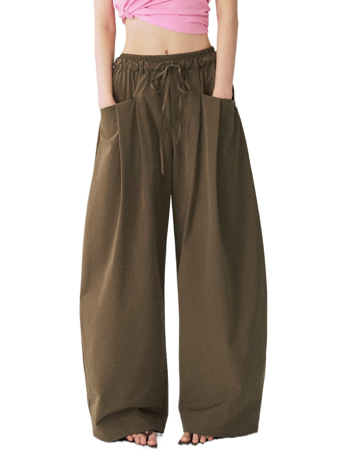 Dual Waistband Curved Casual Pants