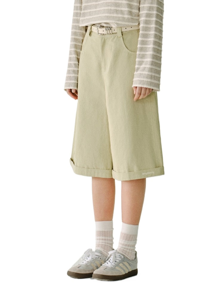 Pure Cotton Wide-Legged 5-Point Shorts