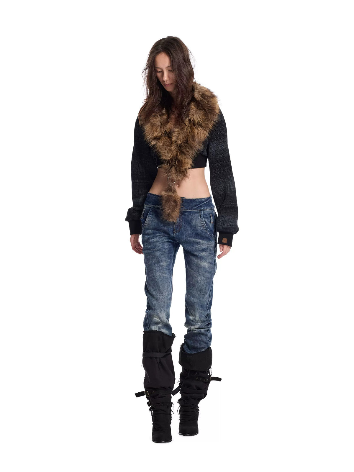 Patchwork Ring Trim Knit Jacket