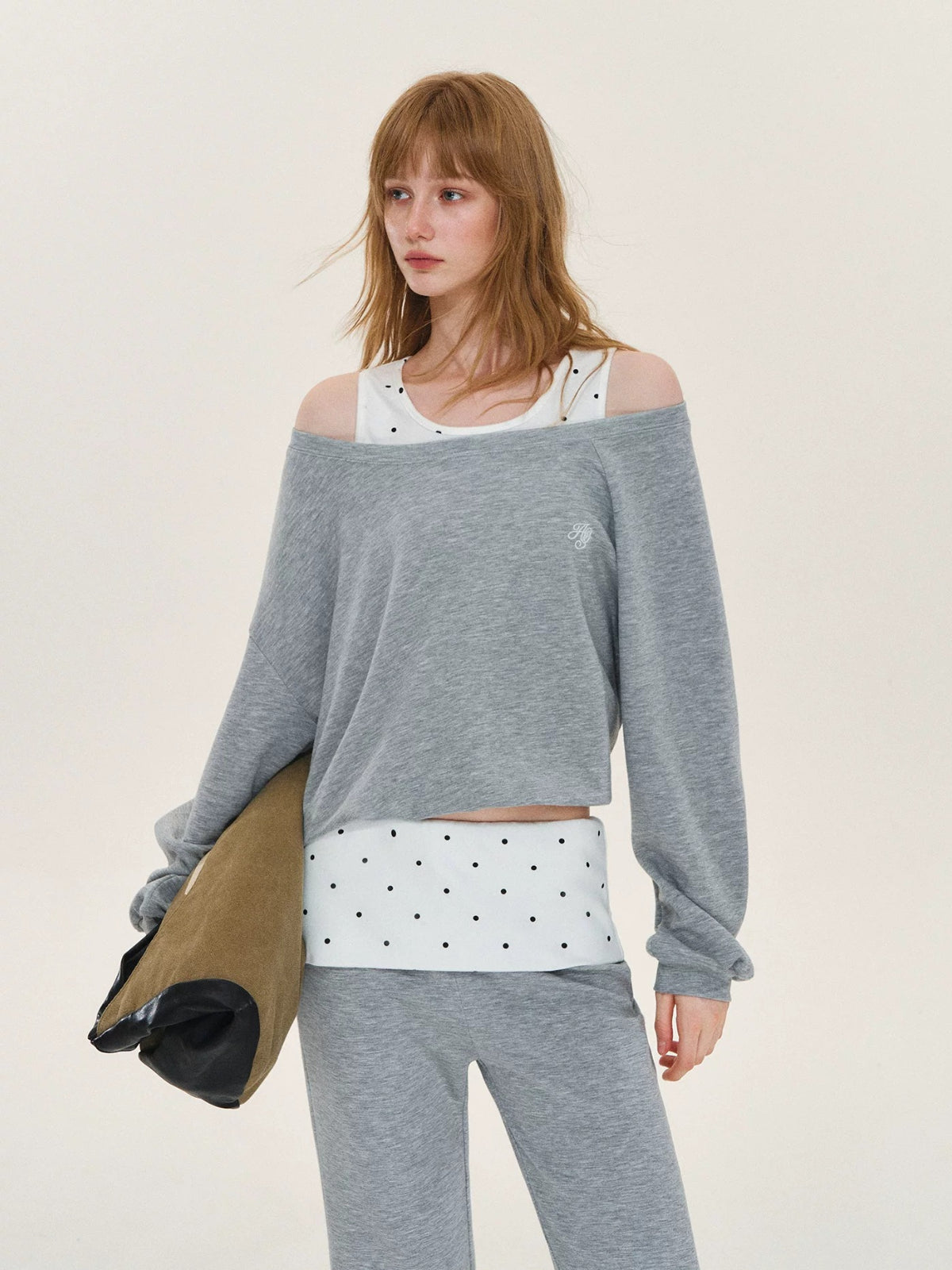 Polka Dot Layered Sweatshirt Set