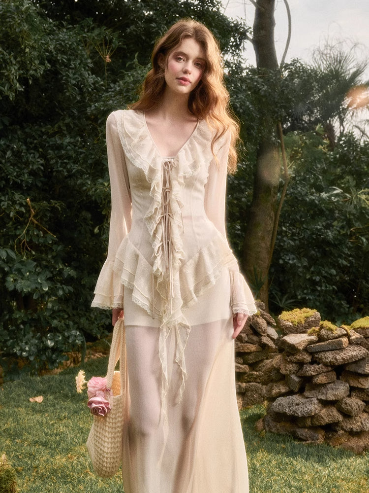 Asymmetrical Lace Dress & Cami Set