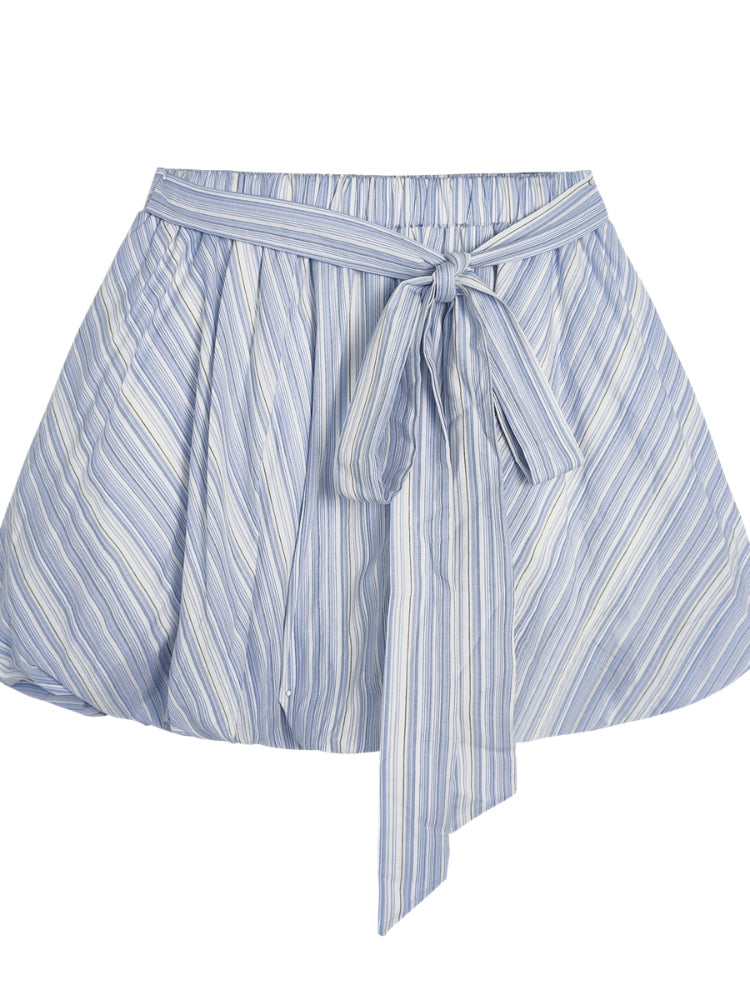 Colorful Buttons Striped College - Style Shirt & Skirt Set