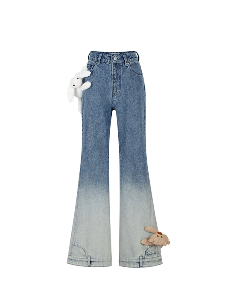 Blue & Black Gradient Flared Jeans