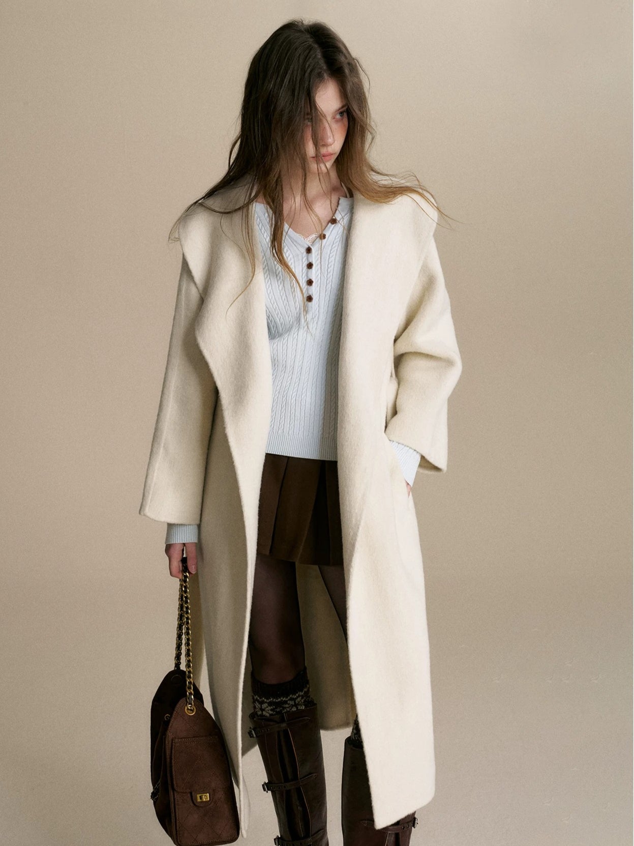 Almond Wool Blend Coat