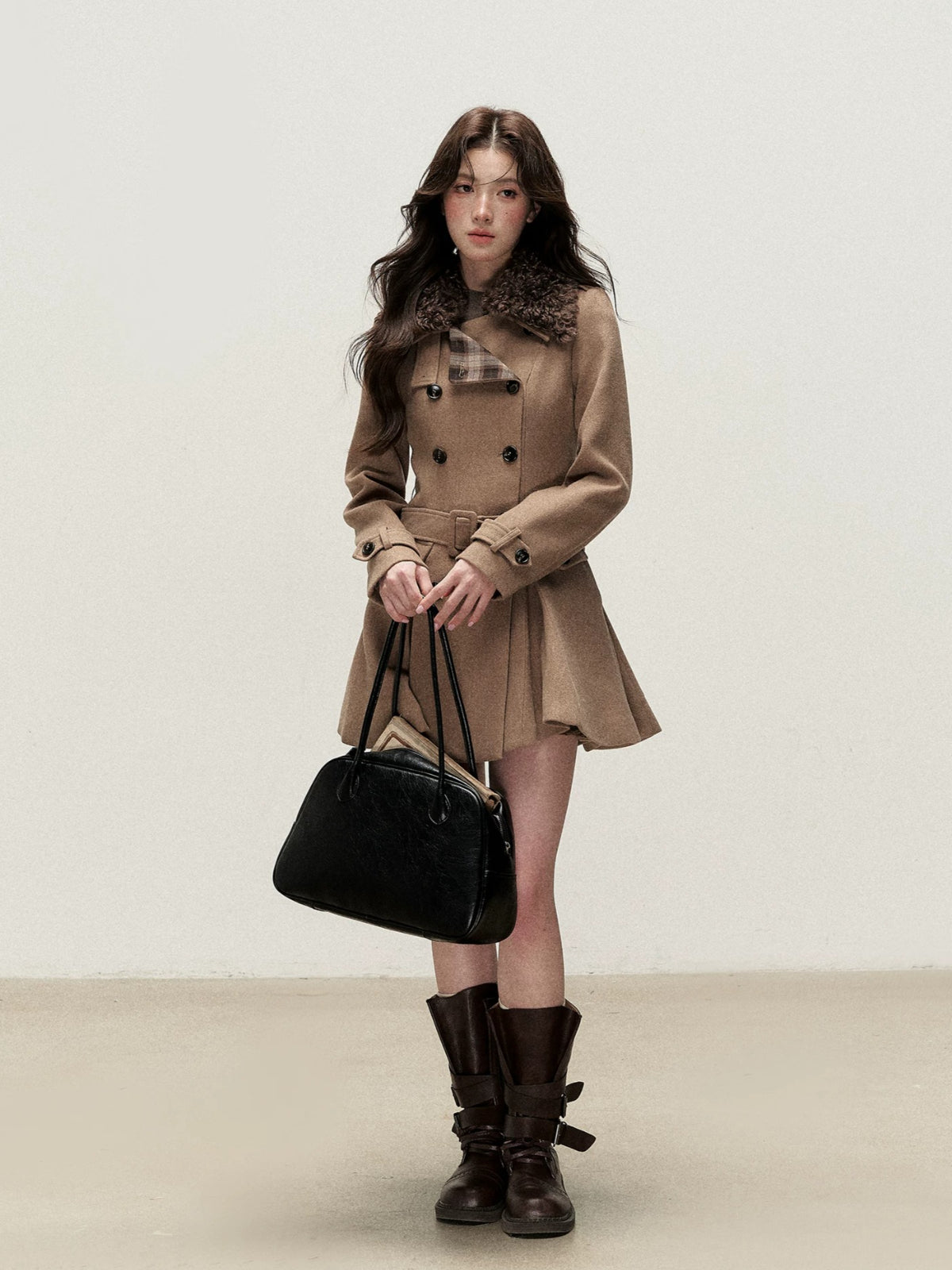 Vintage Double-Breasted Wool Trench Coat