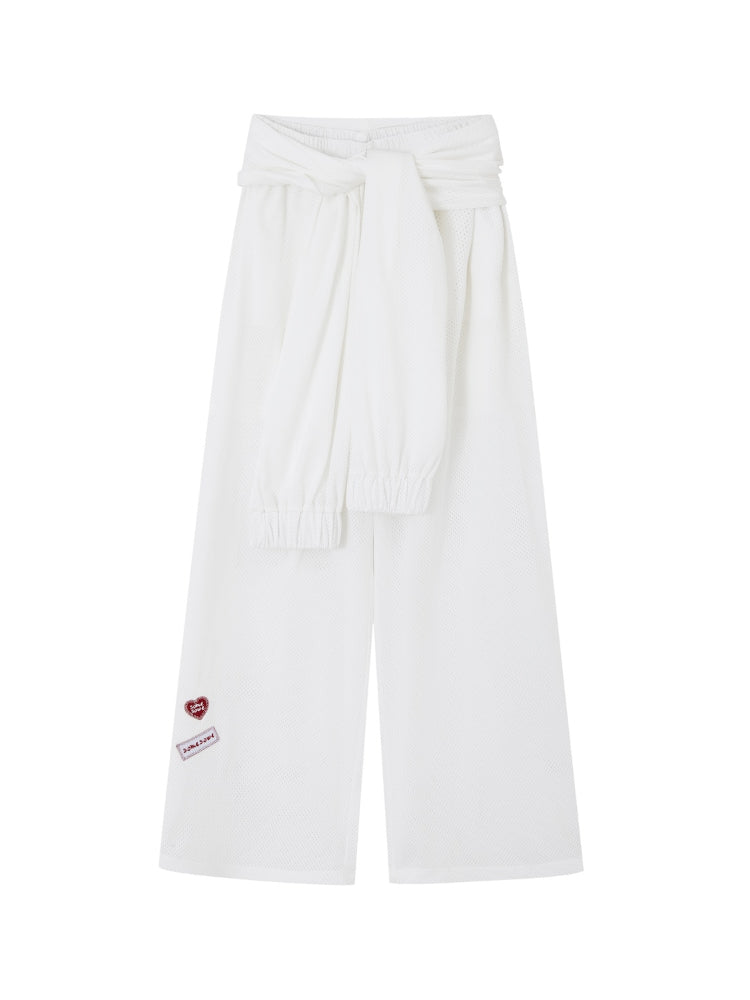 Tie-Waist Flowy Linen Wide-Leg Pants