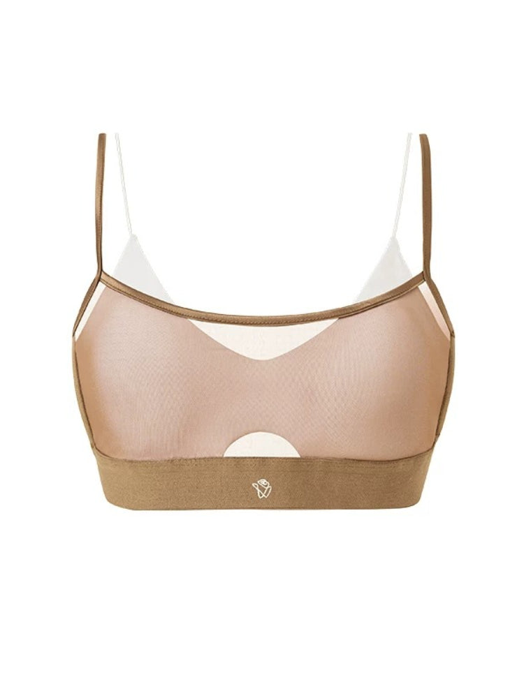Mesh Cutout Layered Triangle Bra