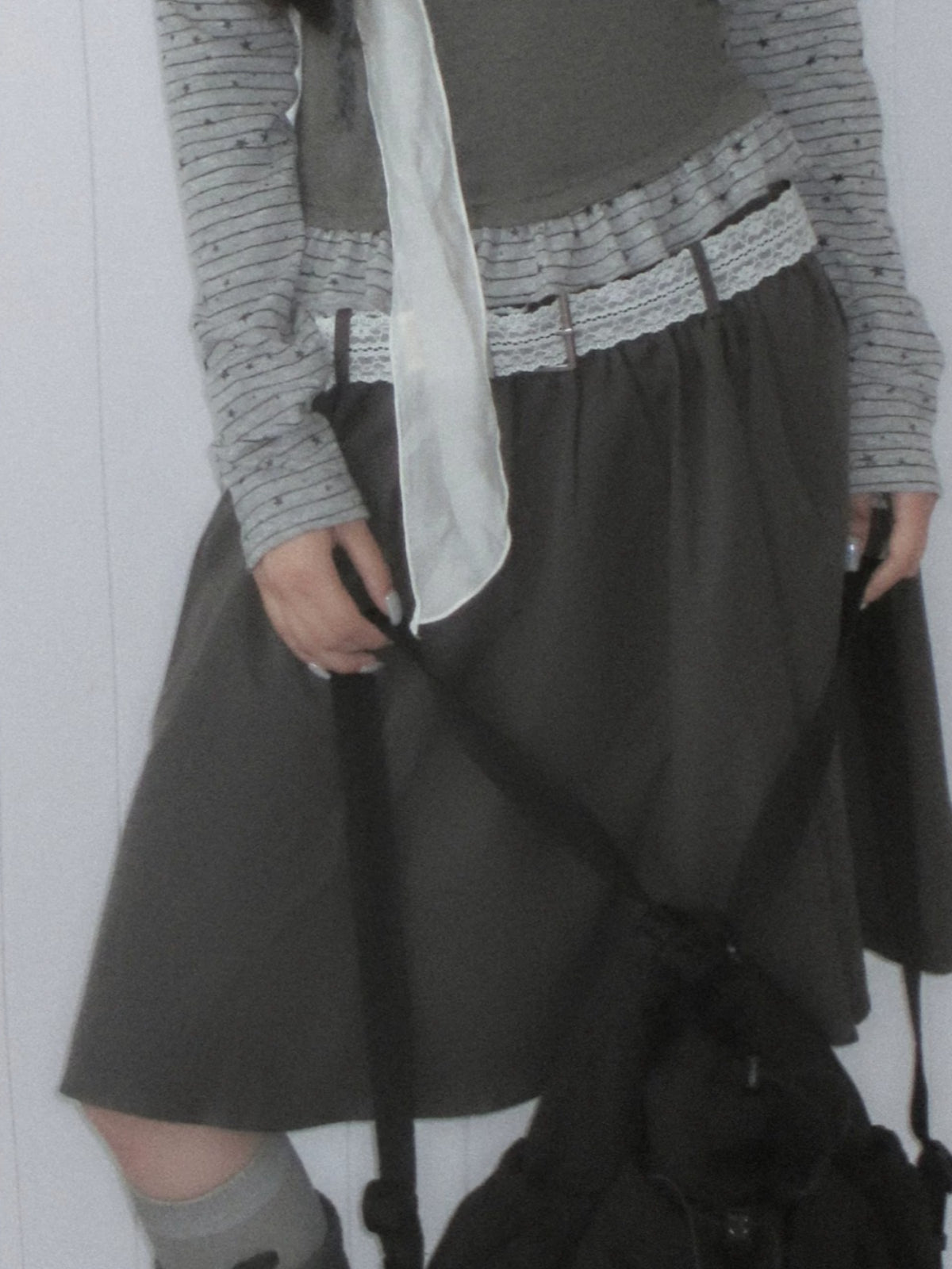 High-Waisted A-Line Midi Skirt