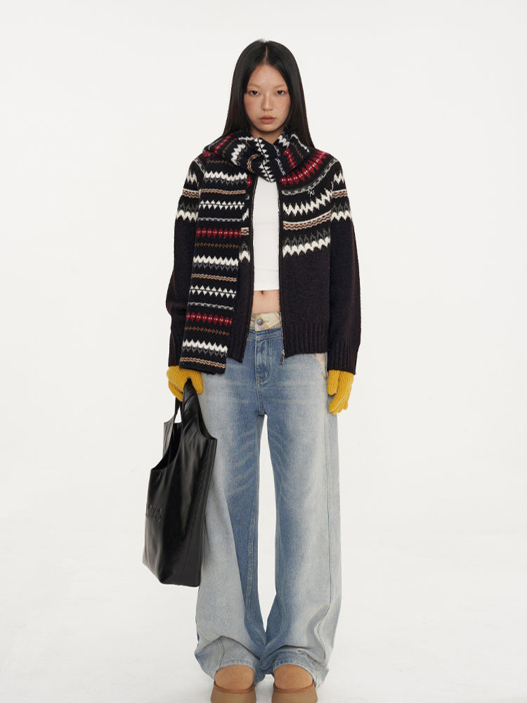 Blue & Black Fair Isle Scarf