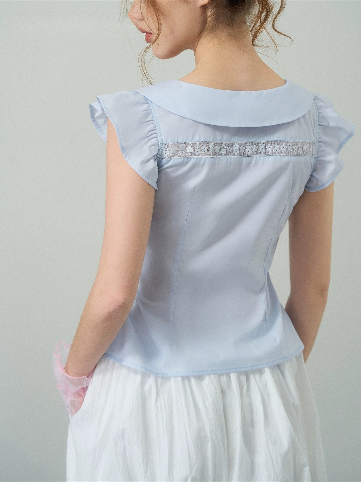 Blue Doll Collar Blouse