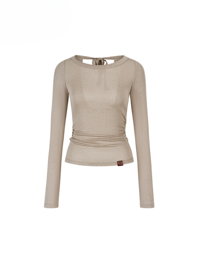 Reversible Off-shoulder Slim Long-sleeve T-shirt