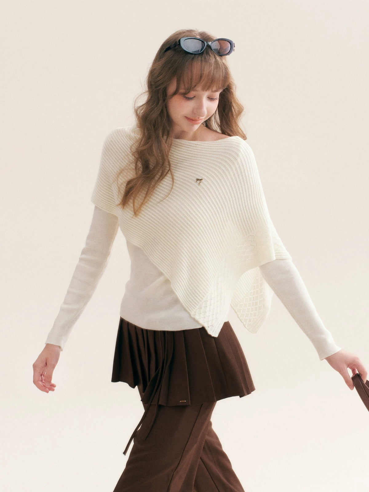 Asymmetric Cape Knit Top