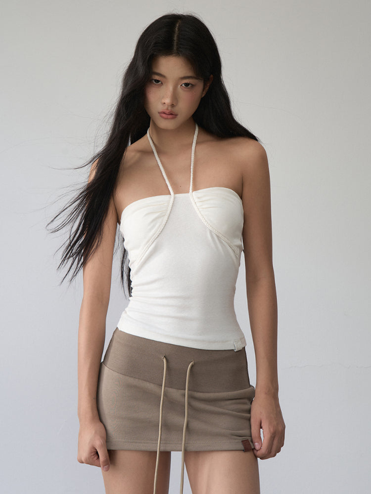 Patchwork Drawstring Bodycon Skirt