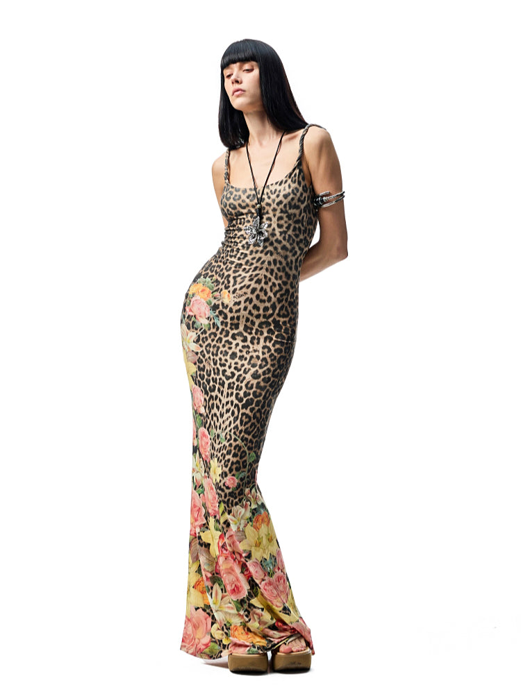 Leopard Print Knot-Straps Dress