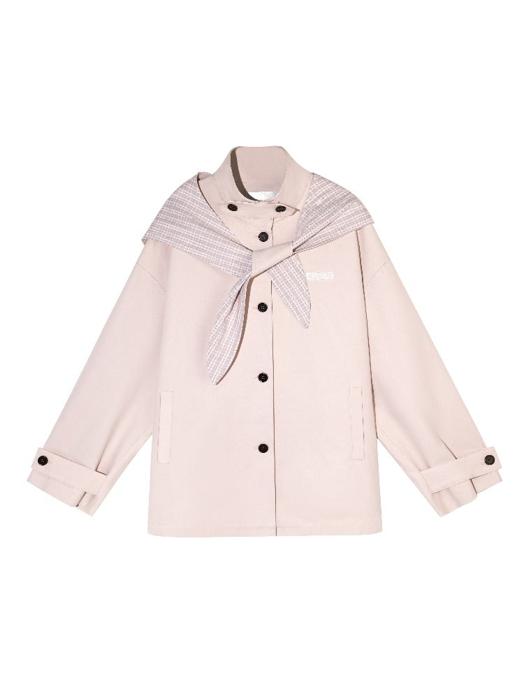 Detachable Ear Plaid Trench