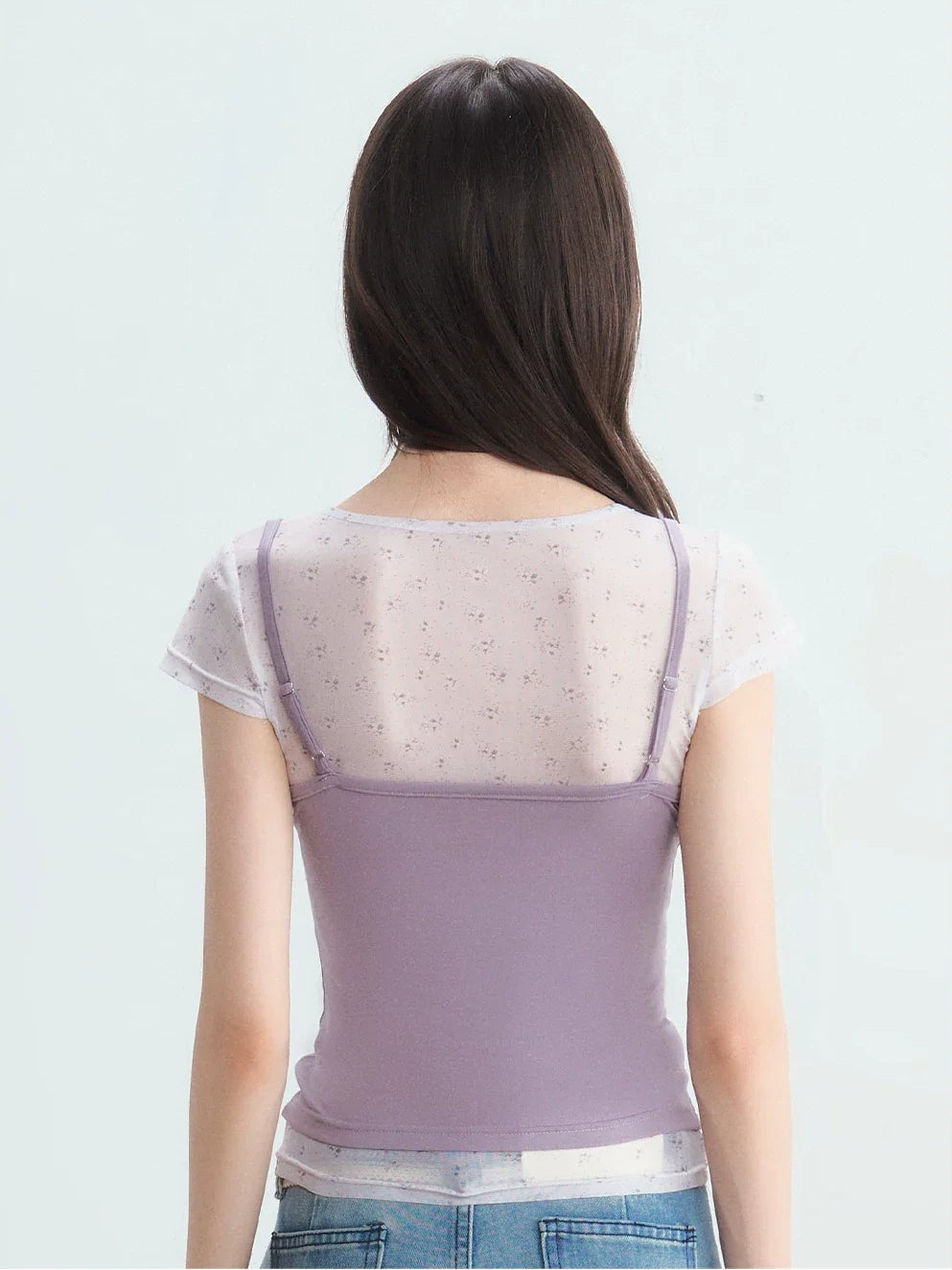 Floral Mesh Layered Top Set