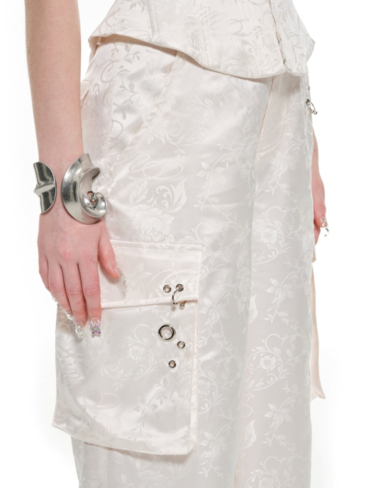 Black & Pink Jacquard Cargo Pants