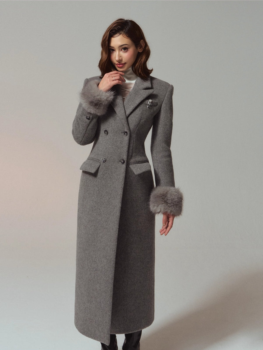 Merino Hourglass Double-Faced Wool Long Coat