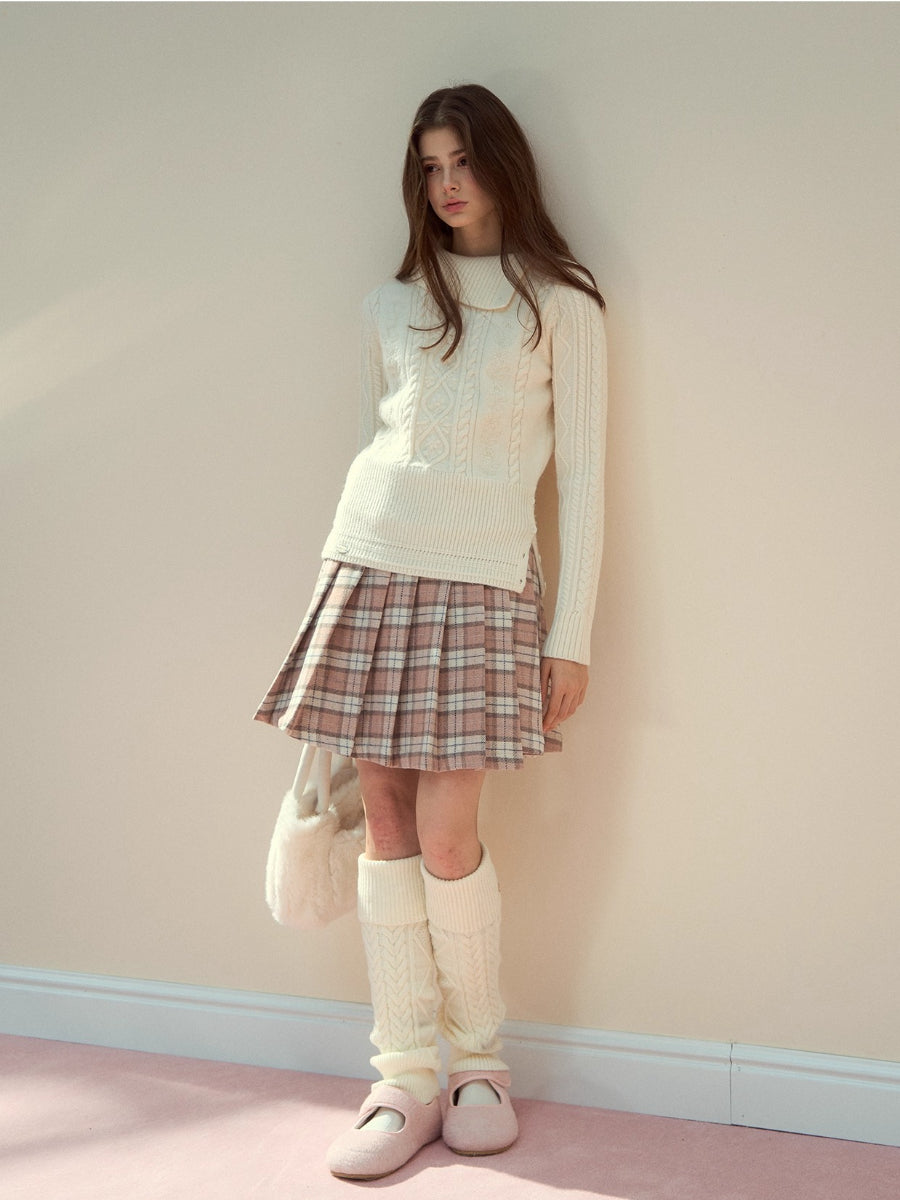 Cable-Knit Mock-Neck Sweater