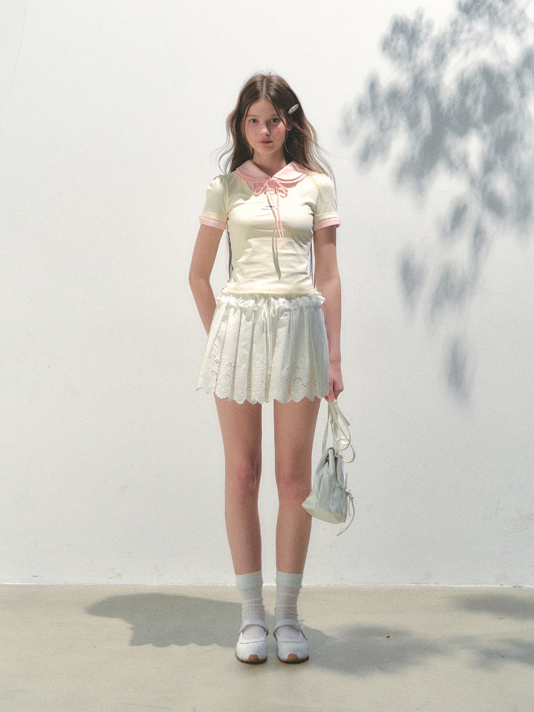 Collar Knitted Short-sleeve T-shirt