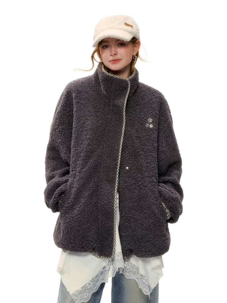 Reversible Shearling Plaid Jacket