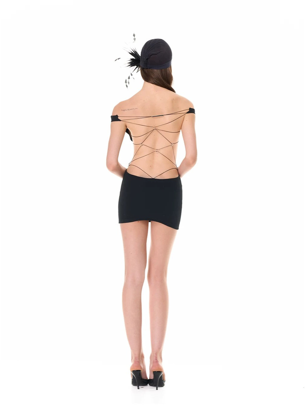 Black Lace-Up Halter Knit Dress