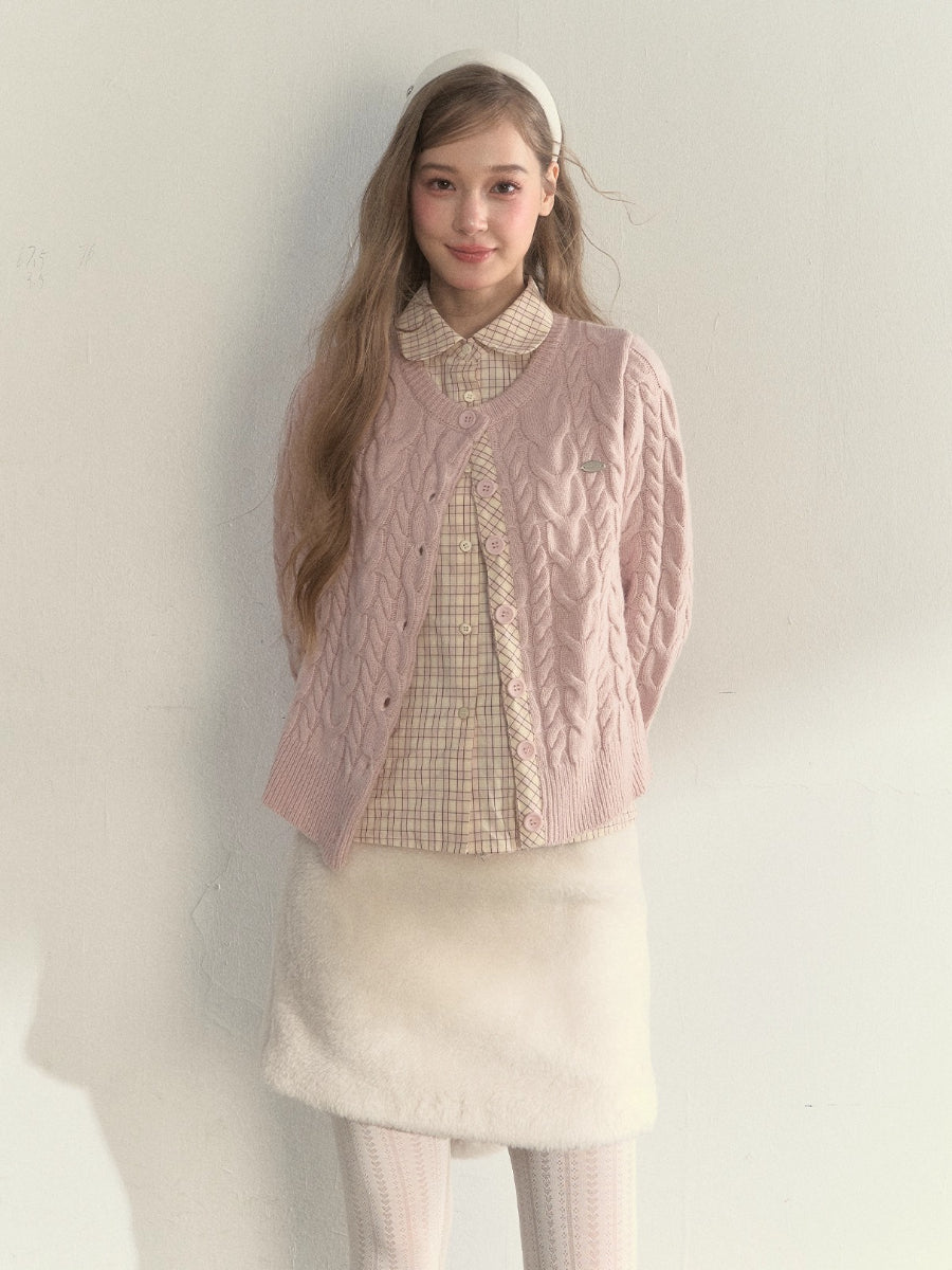 “Pine Dusk” Wool-Blend Doll Collar Knit Sweater